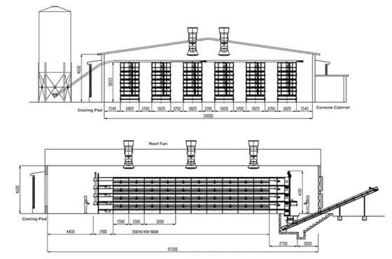 ISO Broiler Tavuk Kafes Sistemi Tavuk Çiftliği için Özel Tavuk Broiler Kafes