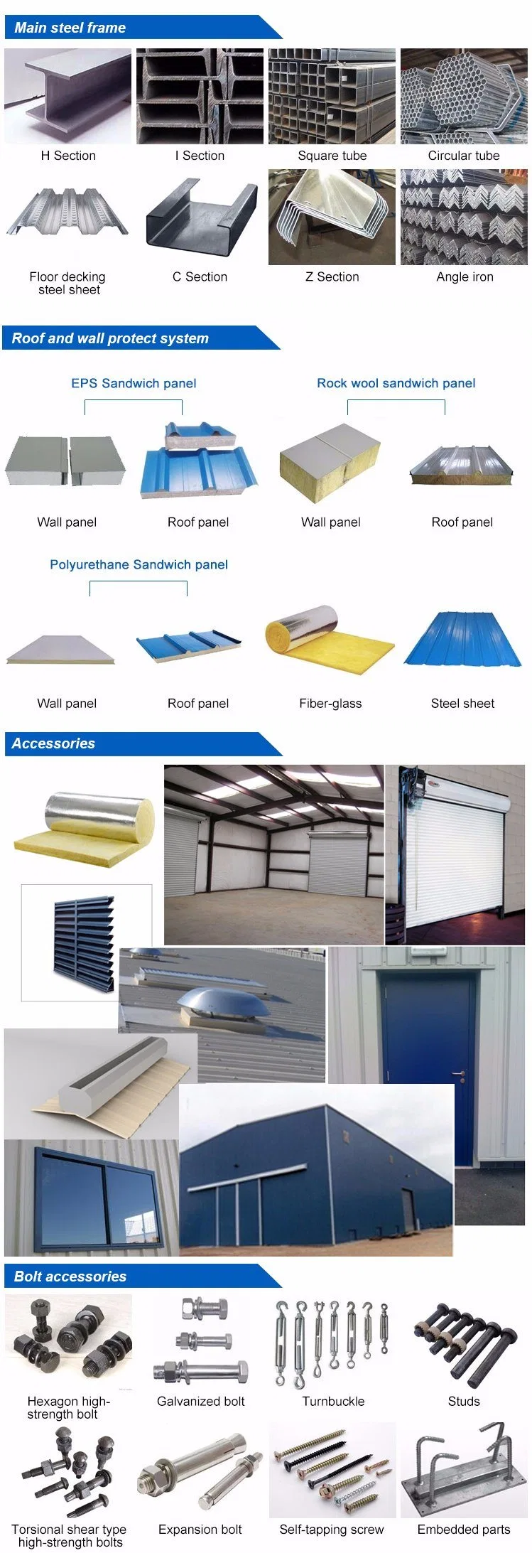 Gable Frame Light Steel Structure Metal Building Satılık prefabrik depo 0